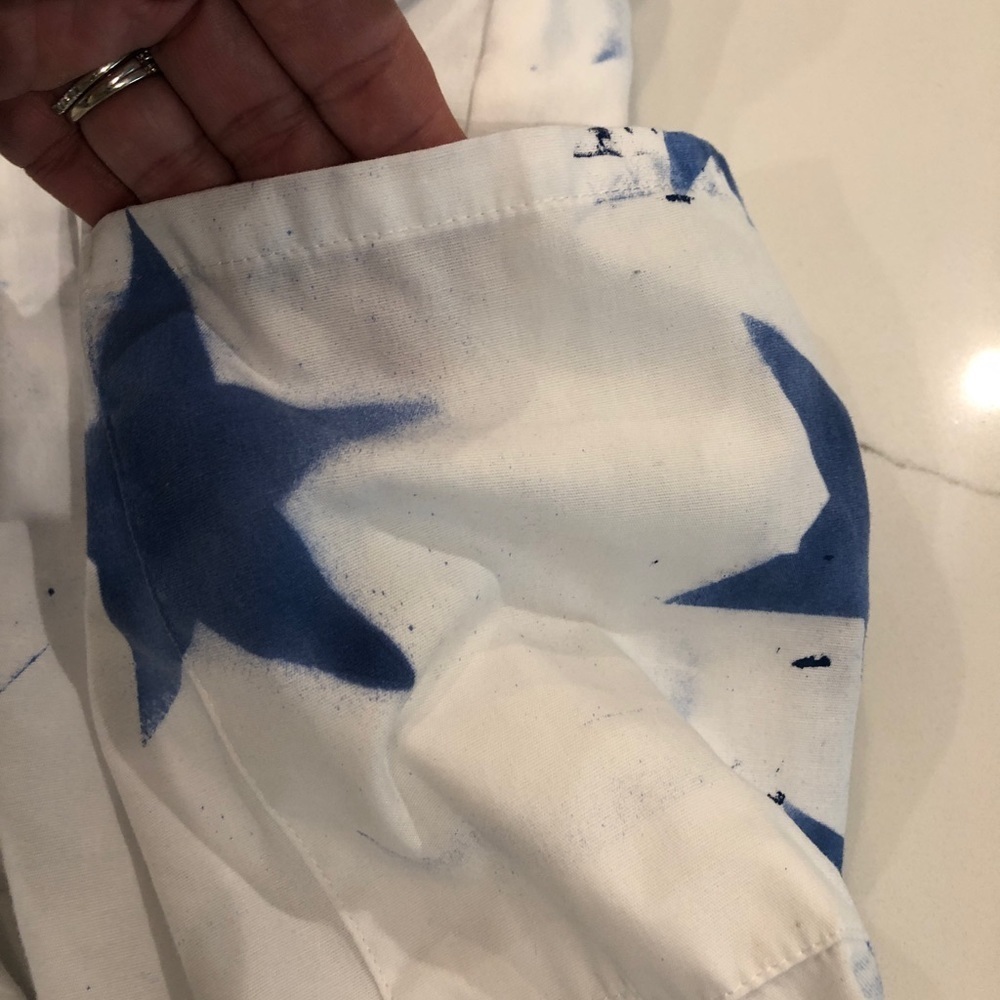 Dickies White Straight Leg Pants with Blue Star Print - Picture 7 of 12